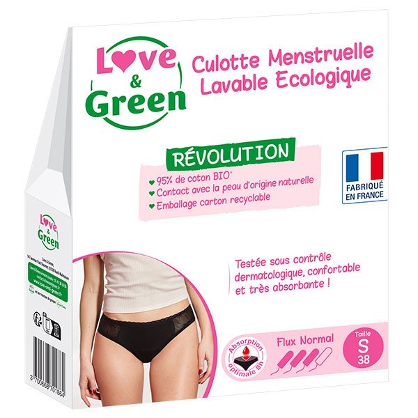 Love & Green Culotte Menstruelle Lavable Ecologique Taille 38 Flux