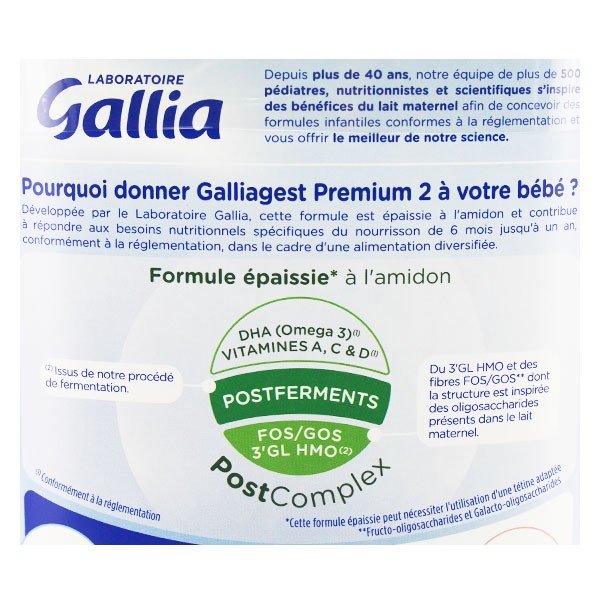 Lait Bébé en poudre Galliagest 2 Premium, 2ème âge, 6 à 12 mois